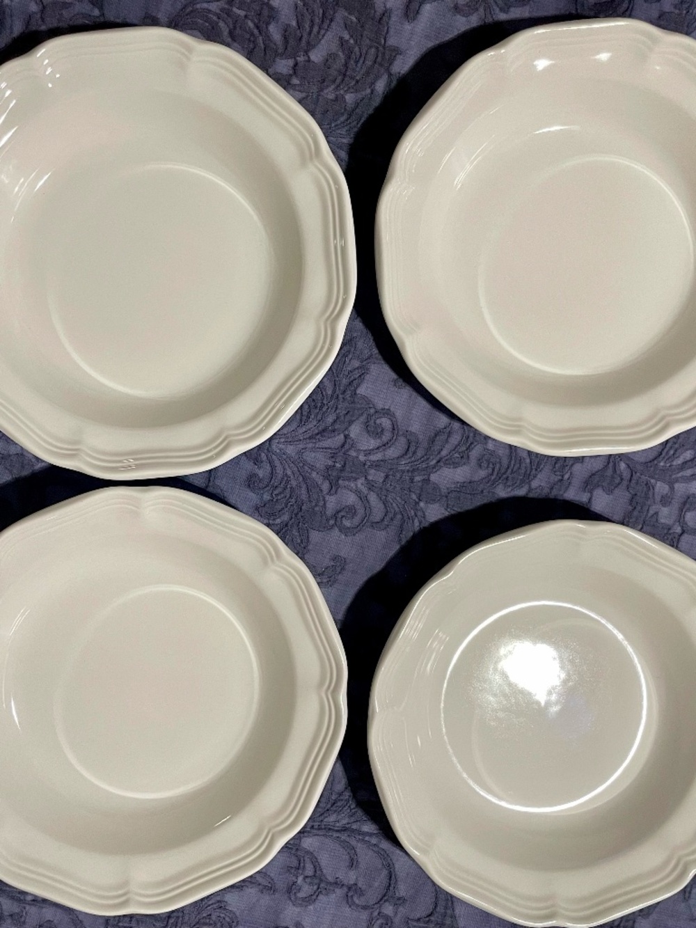 Lot 4 EUC Mikasa French Countryside F9000 Rim Soup Pasta Bowls 8 1/2" White